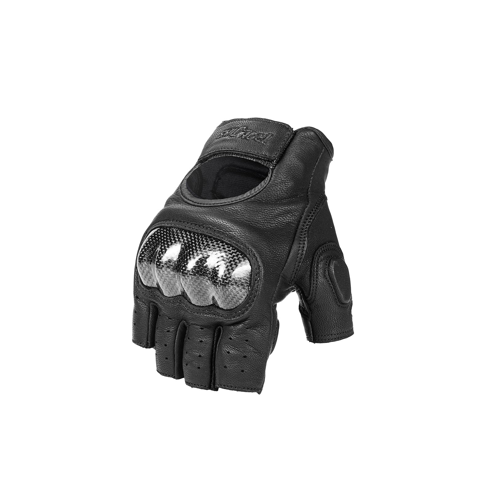 IRONJIAS Black Comfortable Fingerless Leather Gloves