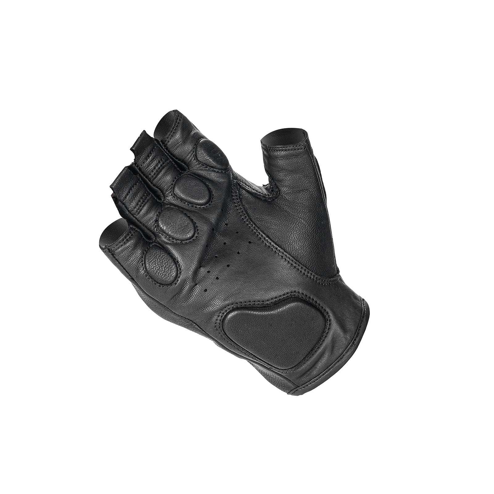 IRONJIAS Black Comfortable Fingerless Leather Gloves