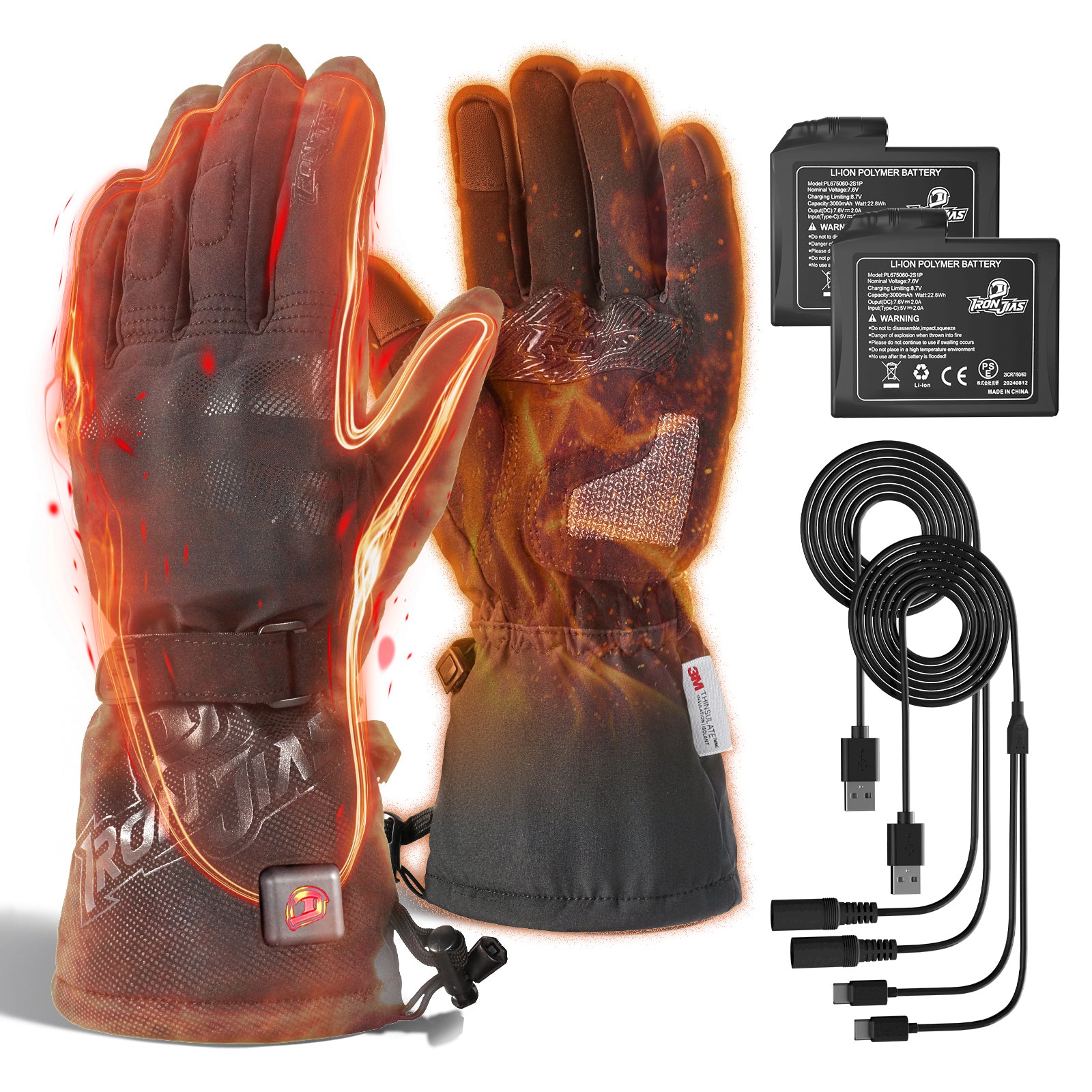 IRON JIAS Guantes Calefactores 7,4 V 2500 mAh Recargables