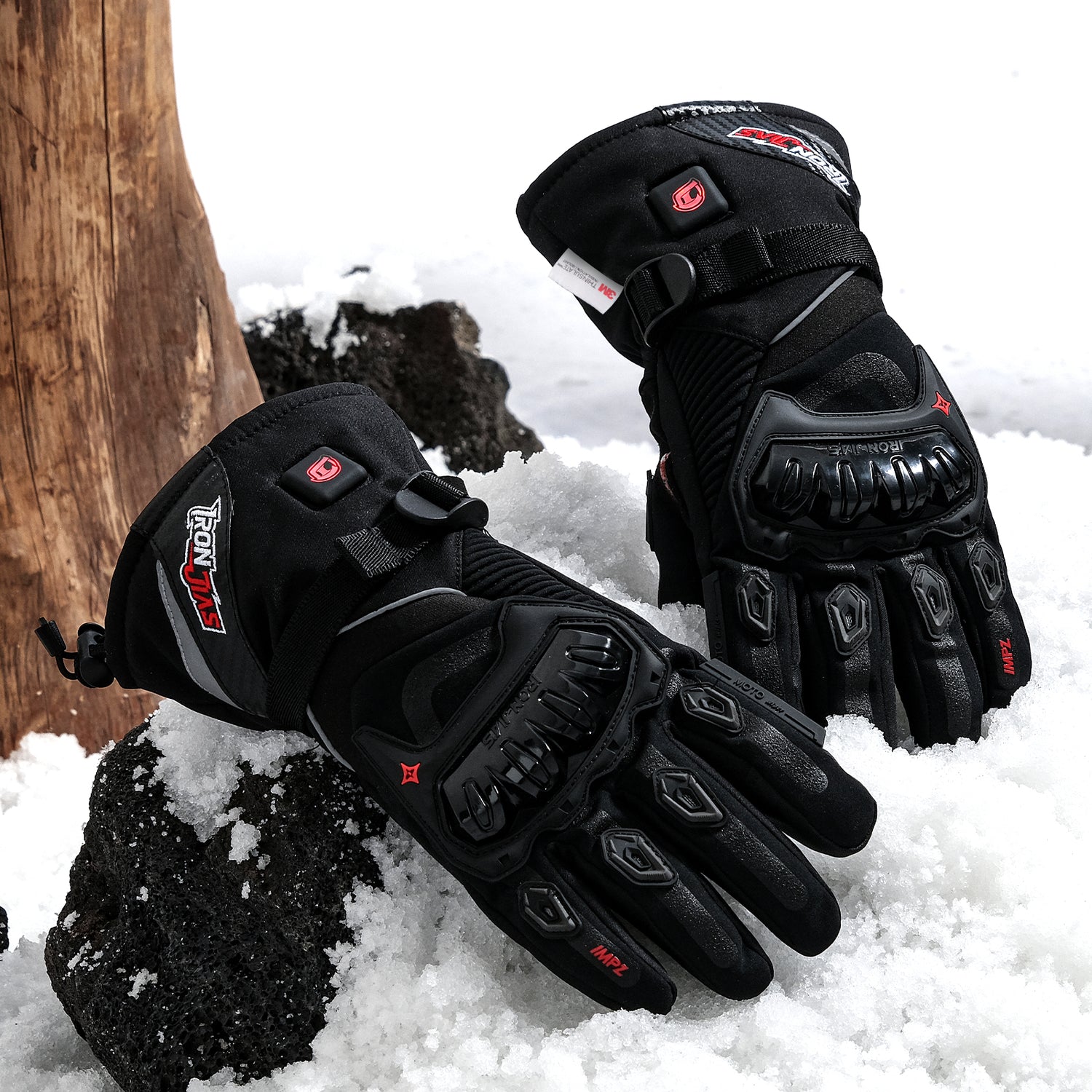 IRONJIAS Black Waterproof Electric Heated Motorcycle Gloves