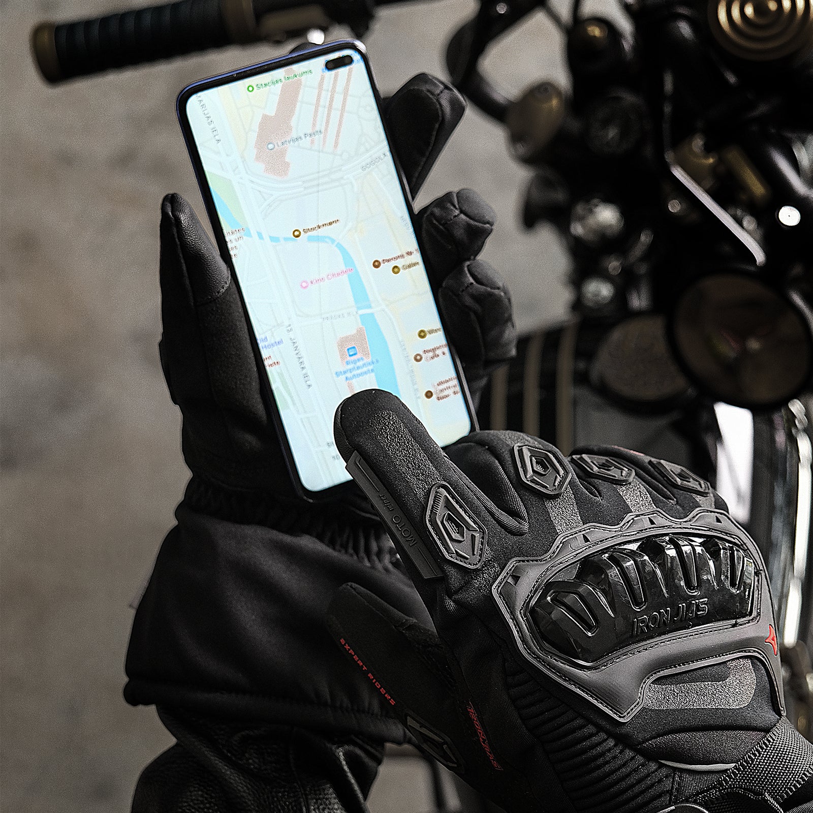 IRONJIAS Black Waterproof Electric Heated Motorcycle Gloves