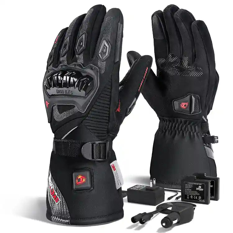 IRONJIAS Black Waterproof Electric Heated Motorcycle Gloves