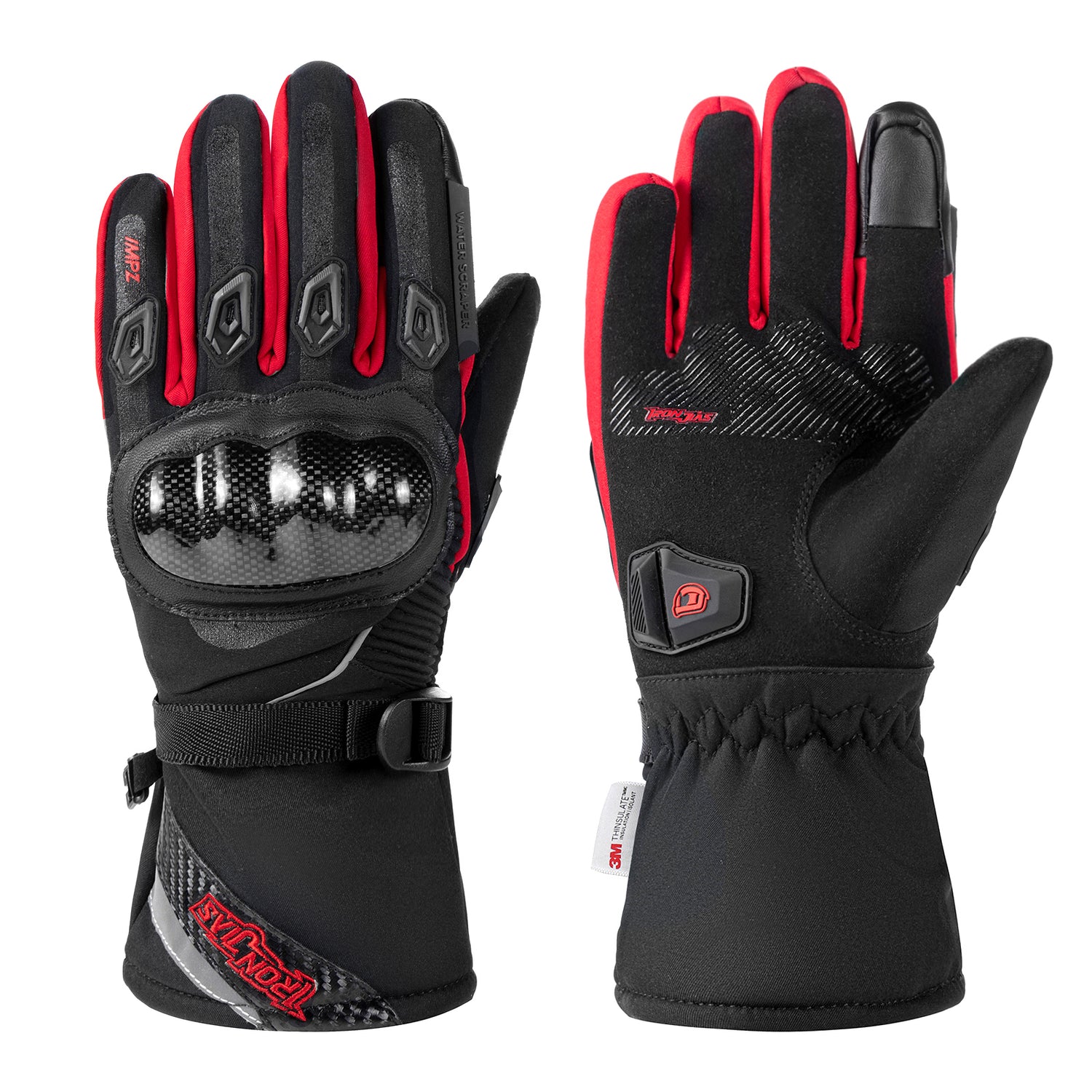 RAMBUX® - Gants de moto - Rouge - Mesh Léger - Gants Grip - Moto