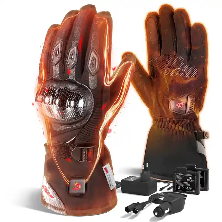 IRONJIAS Black Waterproof Electric Heated Motorcycle Gloves