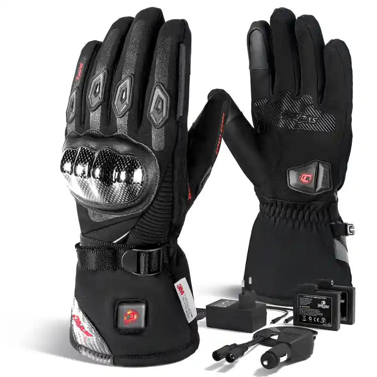 IRONJIAS Waterproof Black Heated Motorcycle Gloves | AXE02H