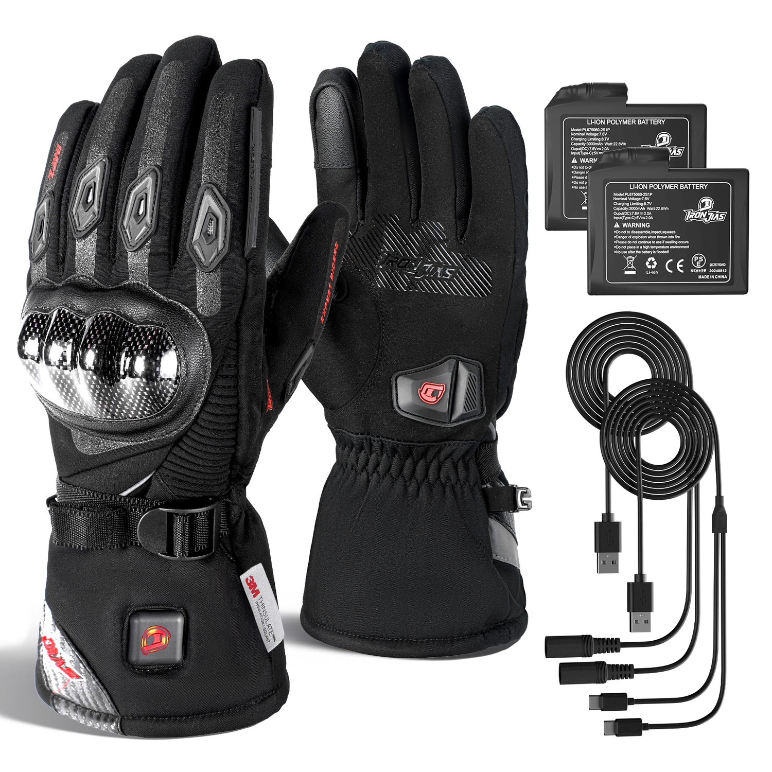 heated gloves bicycle Waterproof Carbon Fiber Heated Motorcycle Gloves