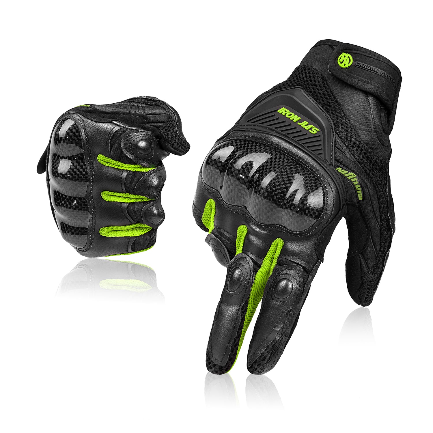 IRON JIAS Sommer Motorradhandschuhe Atmungsaktive Motorradhandschuhe Leder Vollfinger Knöchelschutzpolster Touchscreen