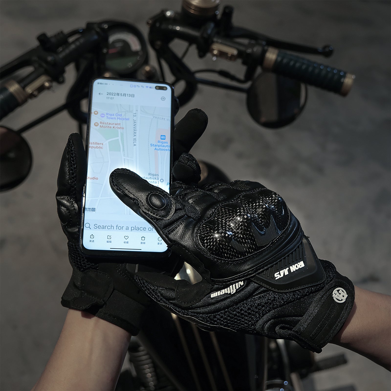 バイクグローブ 本革 新品 スマホタッチ 通気性 XL - バイクウェア・装備