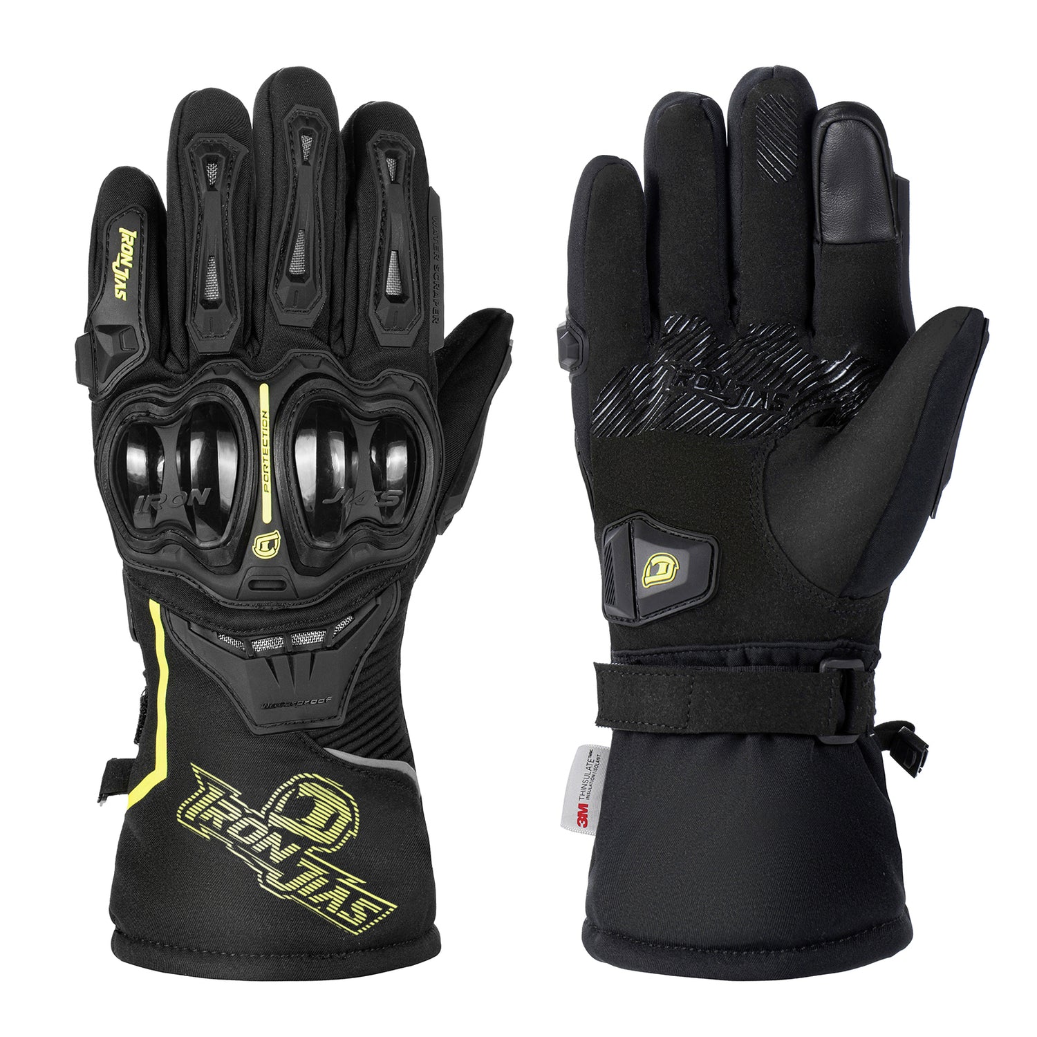  IRON JIA'S Motorcycle Gloves Winter Cold Weather Warm  Touchscreen Waterproof Windproof Protective Gear (Black, XL) : Automotive