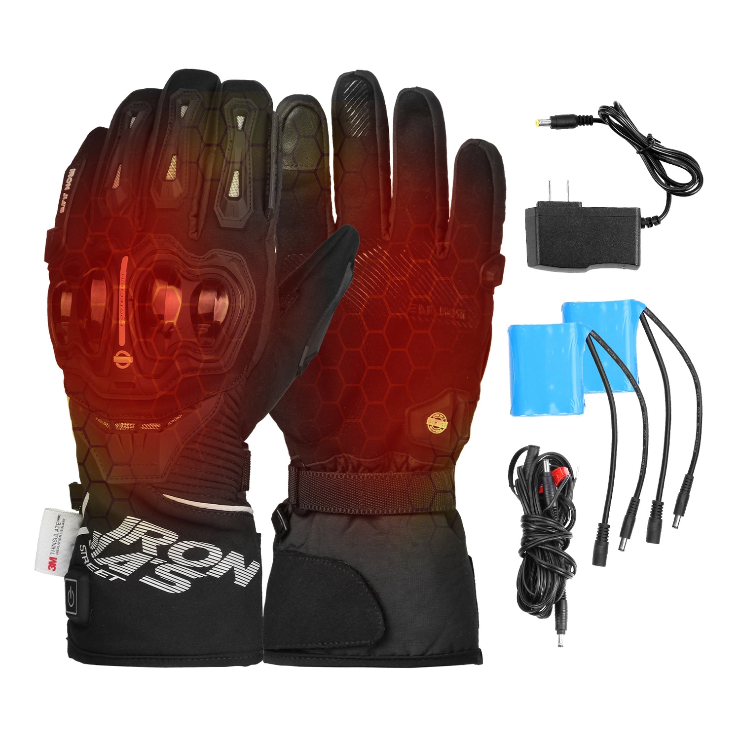 IRONJIAS Black Waterproof Electric Heated Motorcycle Gloves