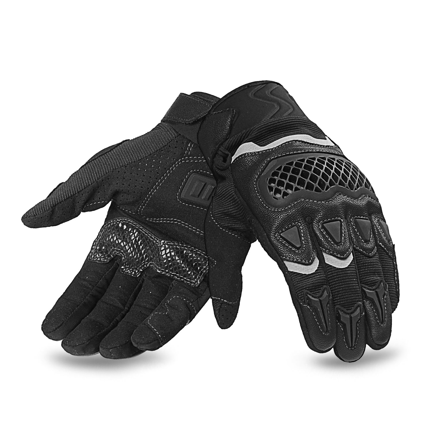 Guantes Moto Cuero Tactil Proteccion Motociclista Black - Negro