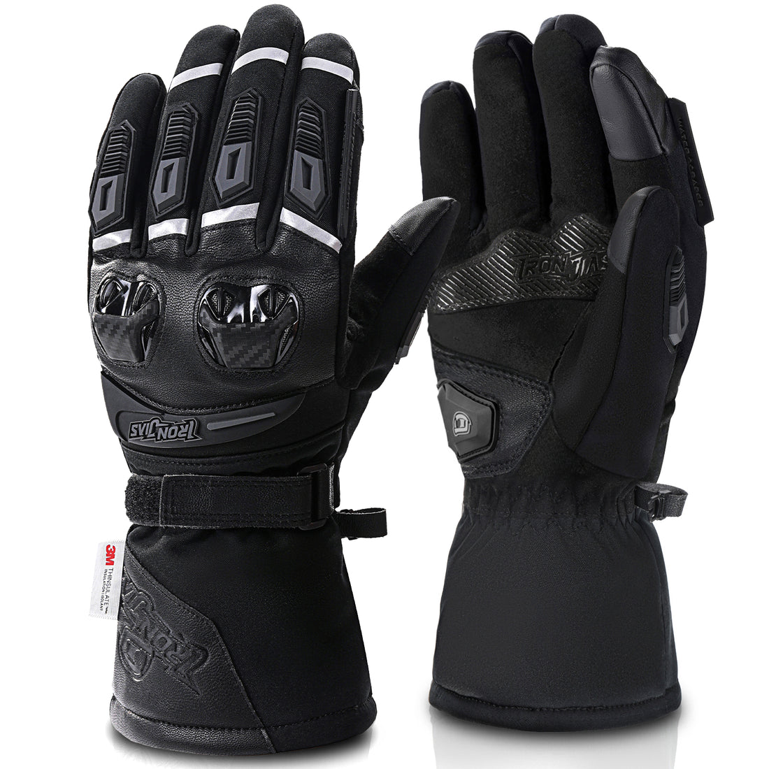 IRONJIAS Winter Warm Black Waterproof Protective Motorcycle Riding Gloves