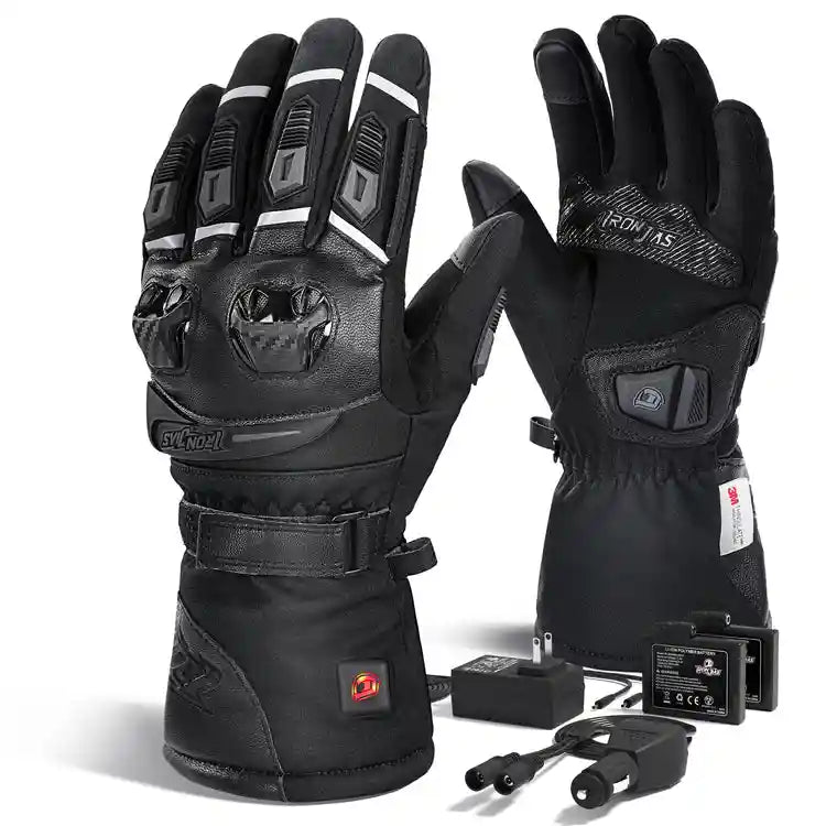 IRONJIAS Waterproof Black Heated Motorcycle Gloves | JIA13H