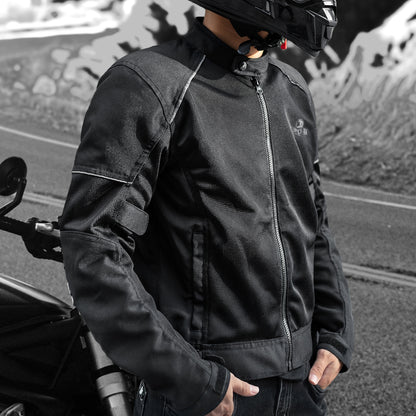 IRONJIAS Summer Black Breathable Mesh CE Protective Motorcycle Jacket