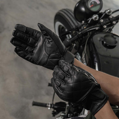 IRONJIAS Retro Urban Black Breathable Leather Gloves