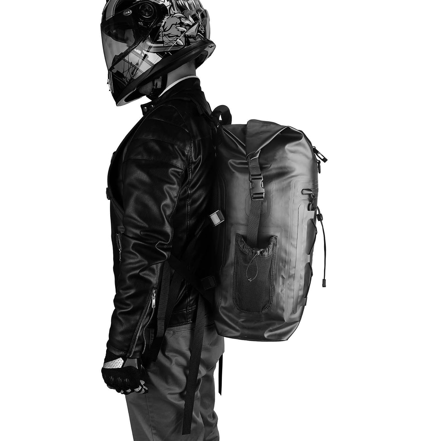 IRONJIAS Black Urban and Adventure Waterproof High Capacity Motorcycle Backpack