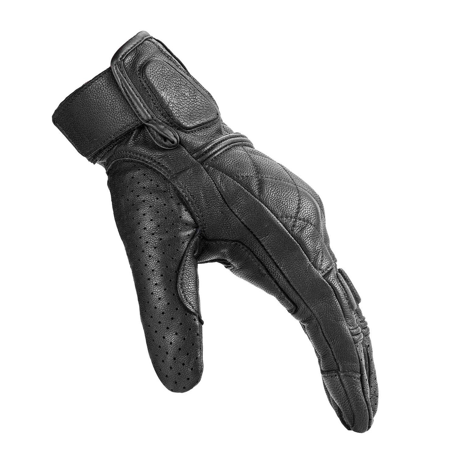 IRONJIAS Retro Urban Black Breathable Leather Gloves