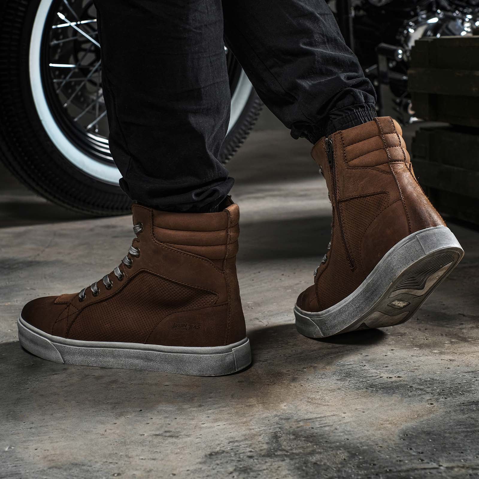 men retro leather motorcycle rider boots shoes