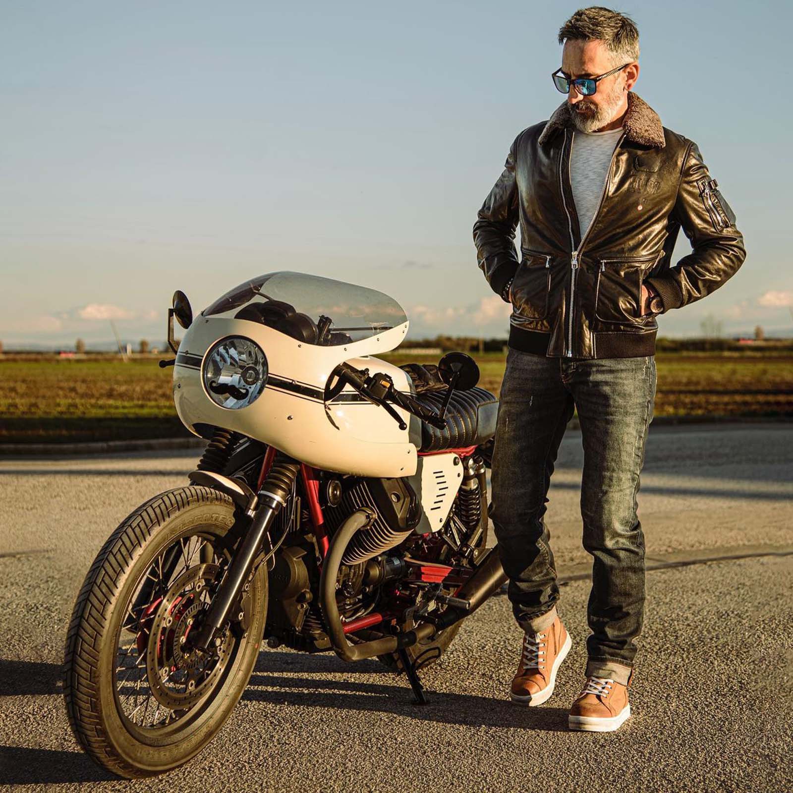 men retro leather motorcycle rider boots shoes